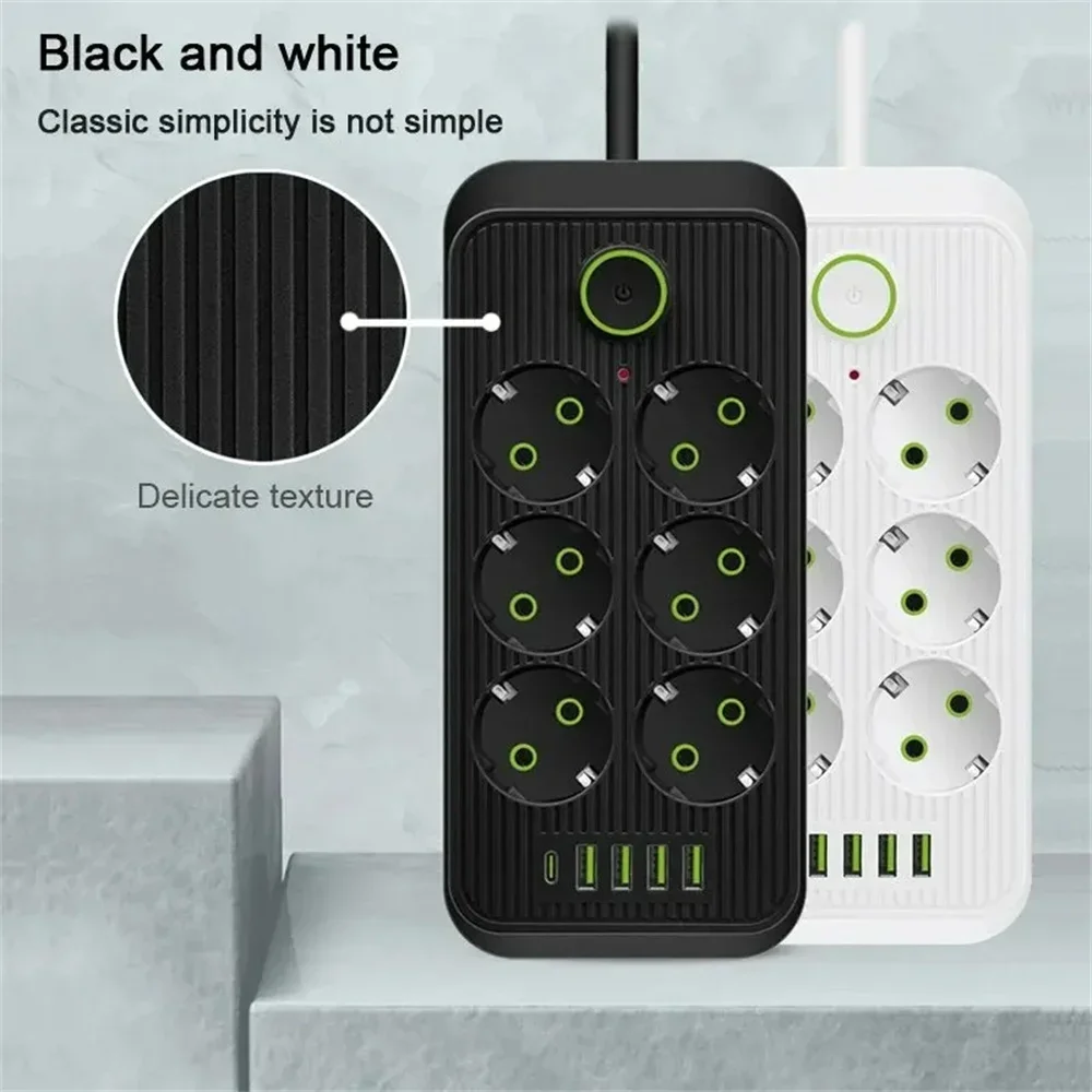 Surge Protector Power Strip | 2m Extension Cord with Smart USB Charging | EU Plug - Thumbnail 3