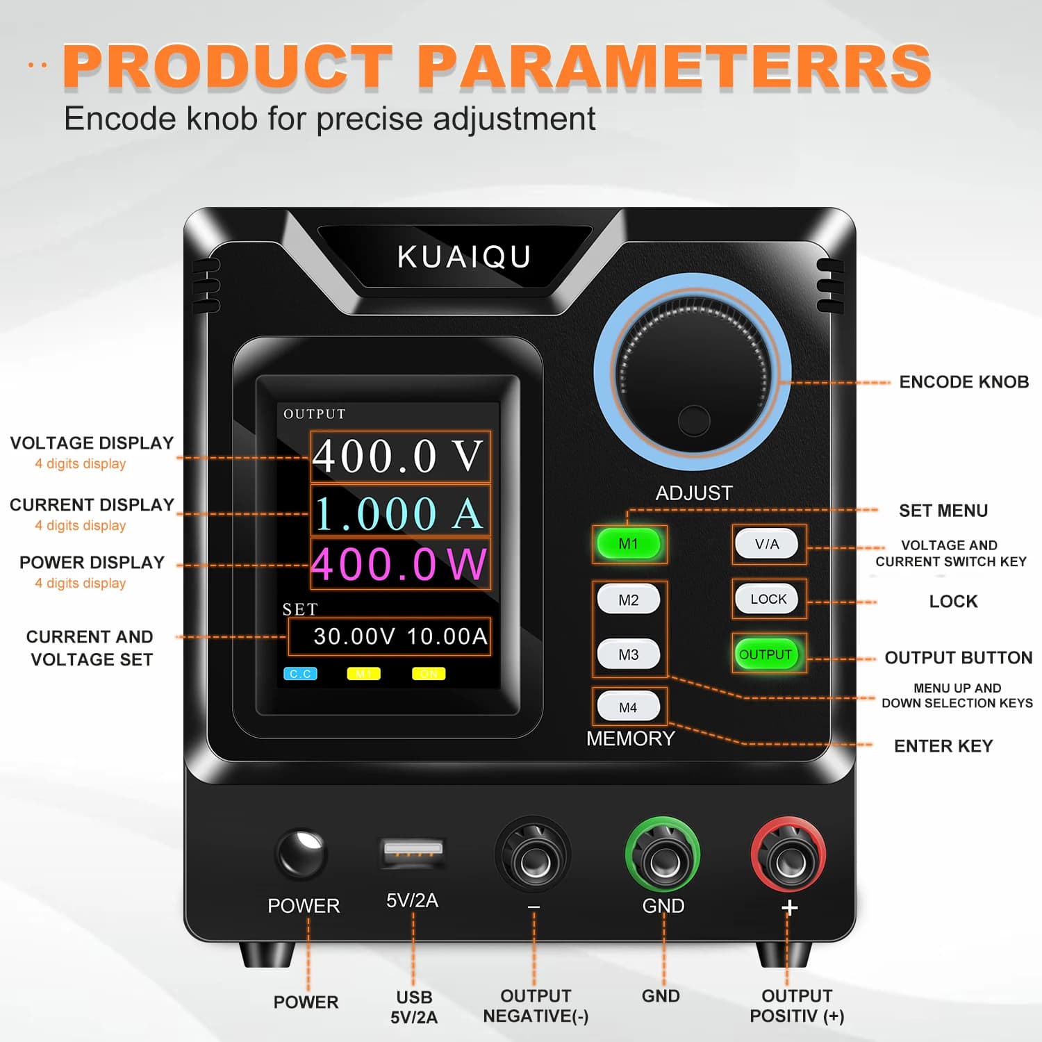 DC Power Supply | 400V 1A 30V10A Bench Unit | RS-232 Interface & Voltage Stabilization - Thumbnail 6