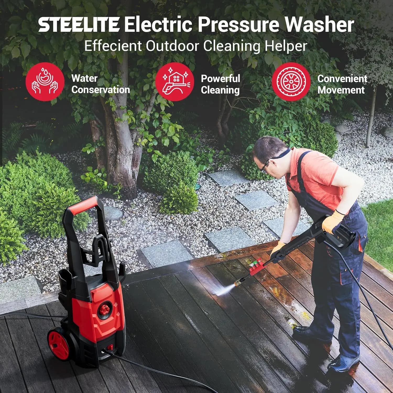 Pressure Washer | 3800 PSI 2.5 GPM High Power | Foam Cannon & 4 Nozzles for Cars, Driveways - Thumbnail 3