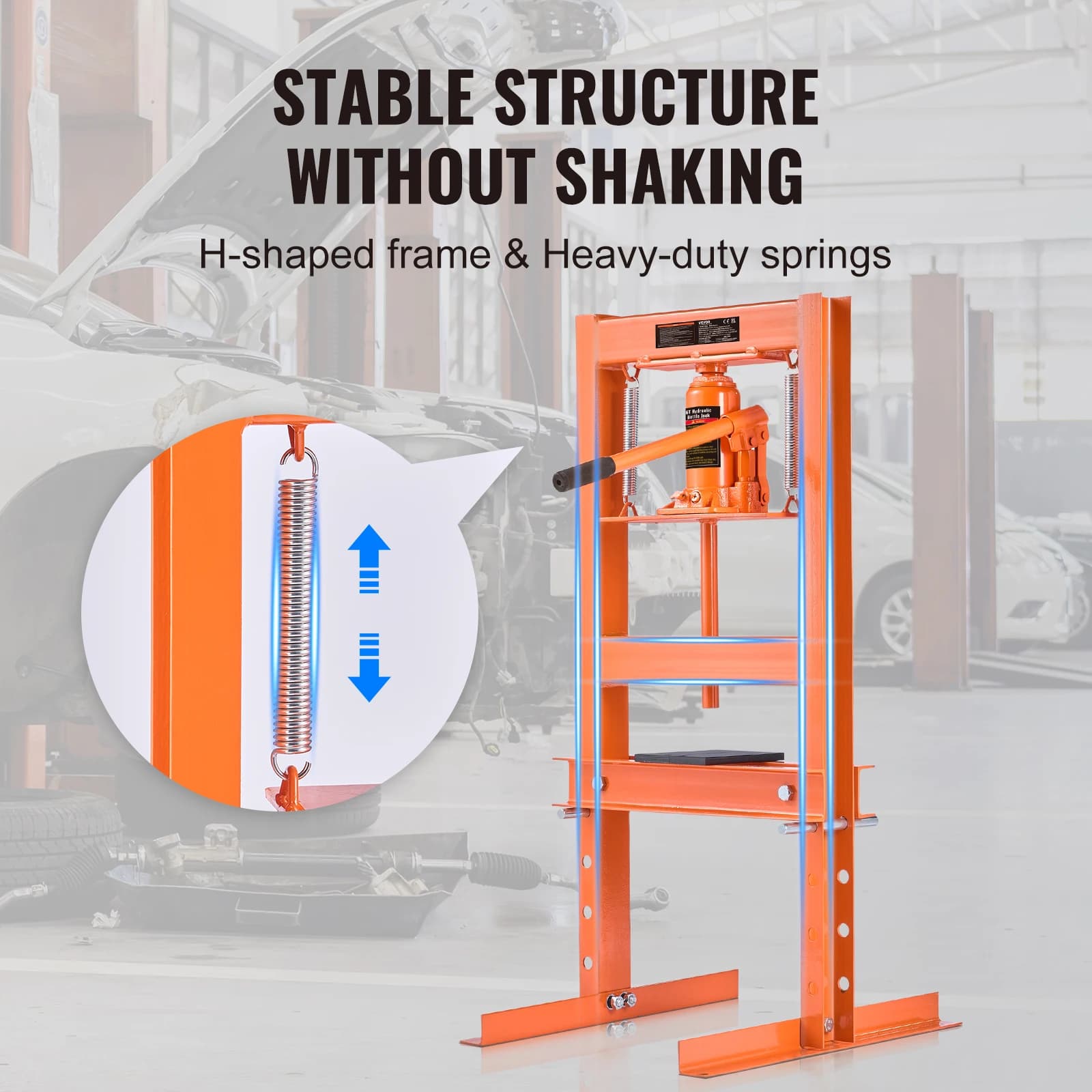 6-Ton H-Frame Hydraulic Shop Press | Heavy-Duty Garage & Workshop Floor Press with Plates - Thumbnail 5