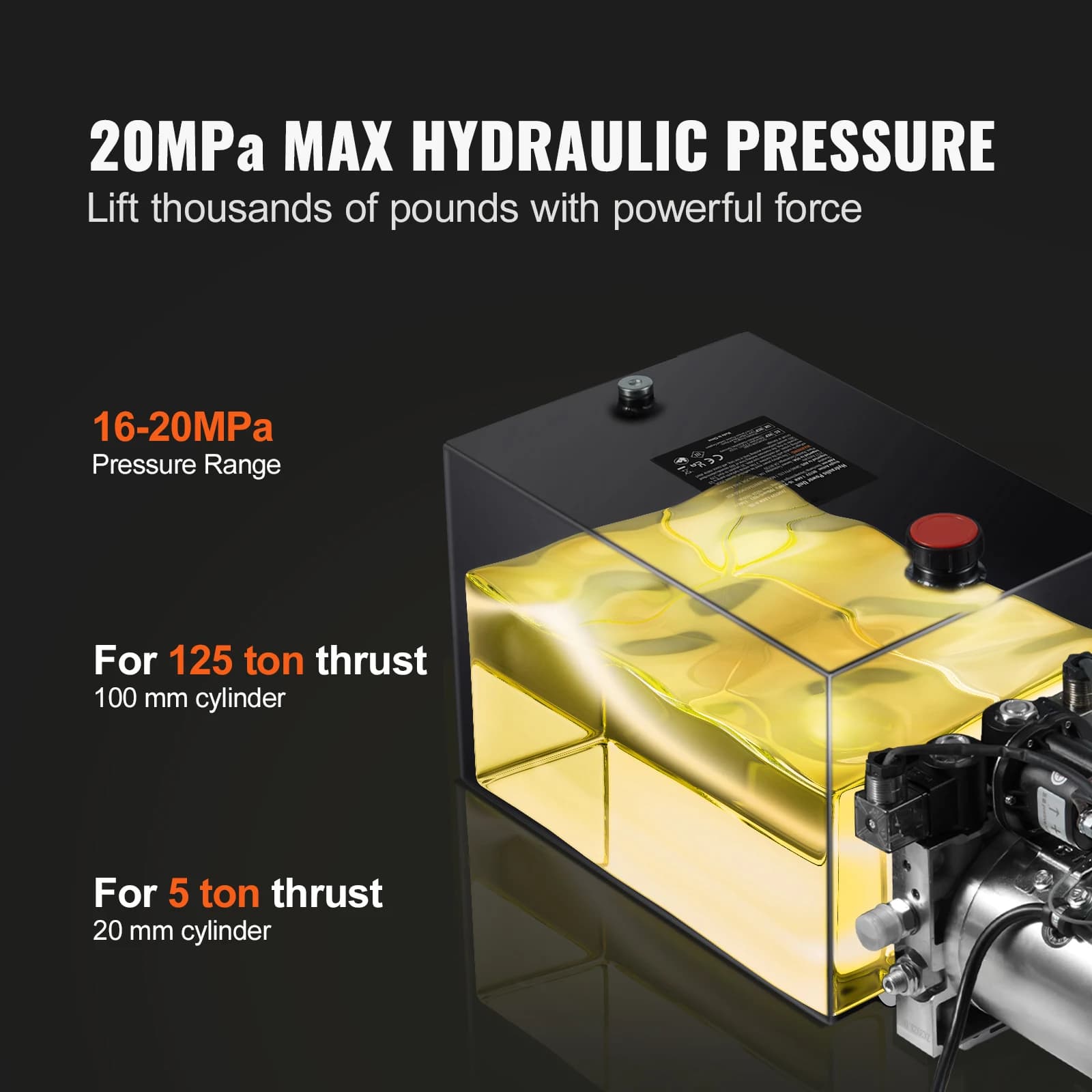 12V Hydraulic Power Unit | 15 Quart Double-Acting Pump | Dump Trailer & Equipment - Thumbnail 3