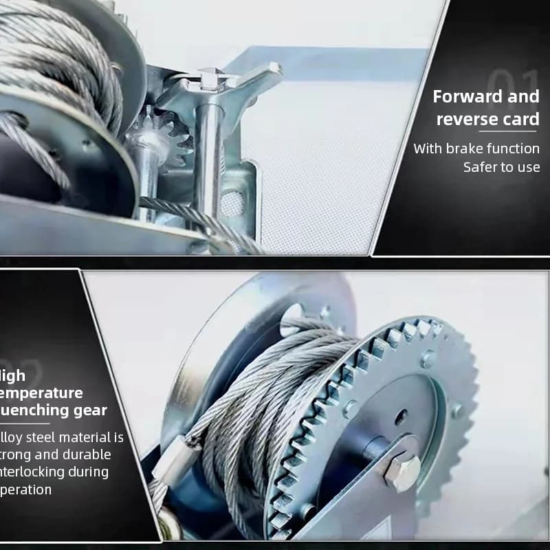 Heavy-Duty Hand Winch | 3000 lb Capacity | Self-Locking Hoist for Trailers & Boats - Thumbnail 4