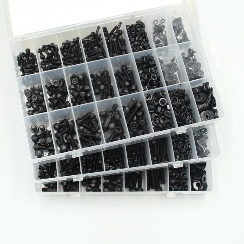 12.9 Hex Socket Screw Kit | DIN912 Black Carbon Steel Allen Bolts | M2-M6 Machine Screws with Nuts - Thumbnail 4