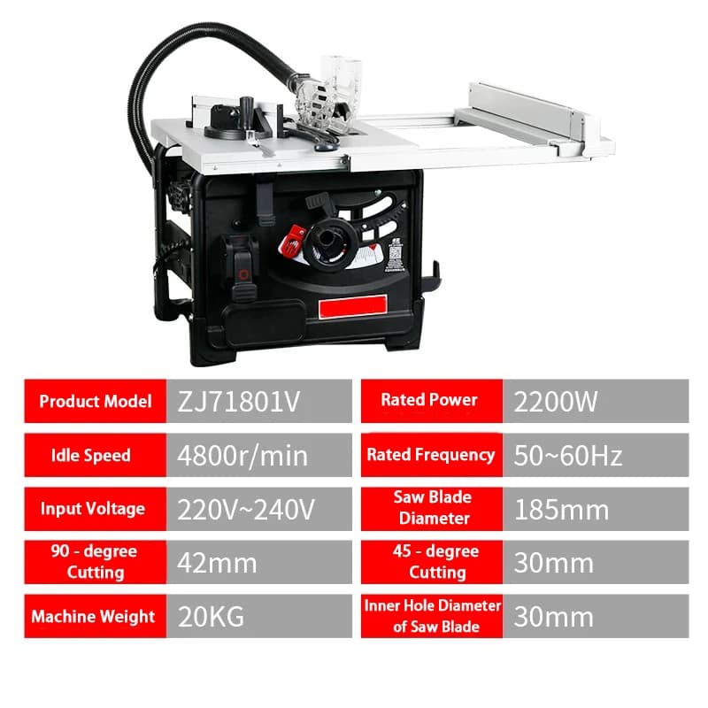 10-Inch Table Saw | Precision Sliding Miter Saw for Woodworking | Dust-Free Composite Cuts - Thumbnail 3