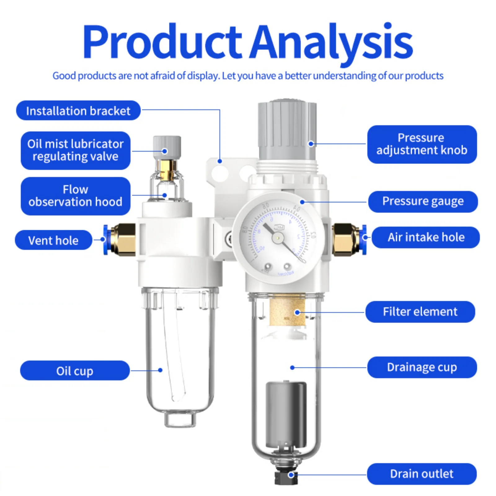 Air Compressor Filter System | AFC2000 Regulator with Oil-Water Separator - Thumbnail 2