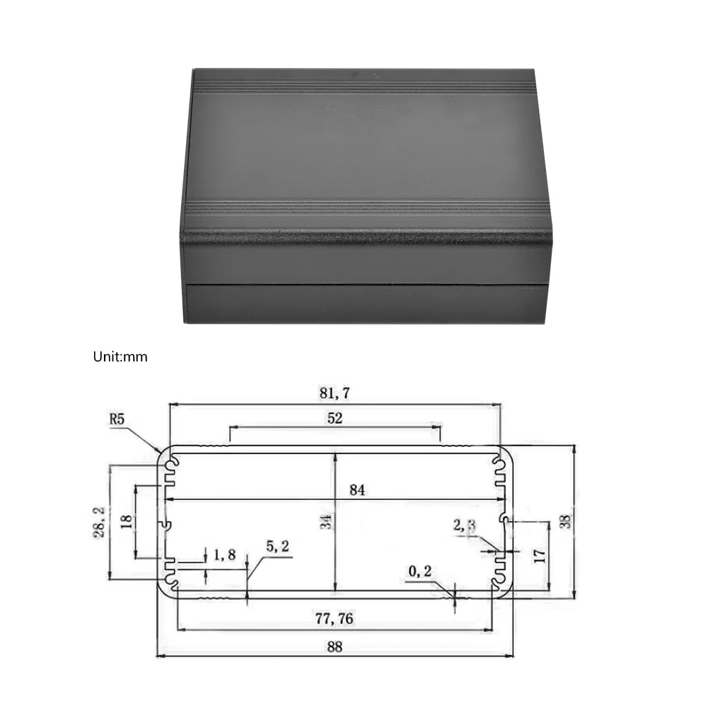 Aluminum Project Enclosure | Sandblasted Black Finish | Electronic Case - Thumbnail 3