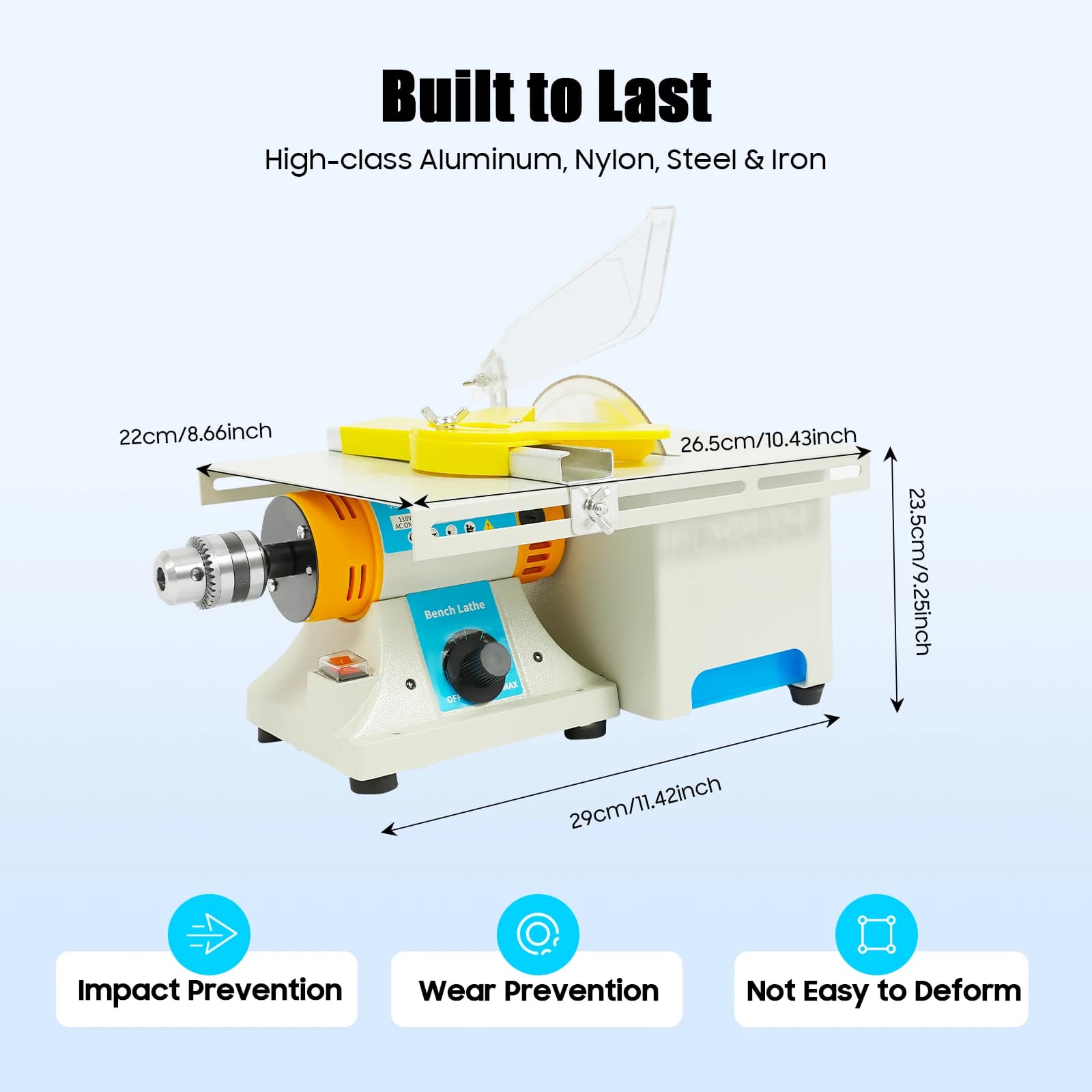 Workshop Power Tool Set | Mini Table Saw, Lathe & Polisher | Multi-Function Precision Cutter - Thumbnail 5