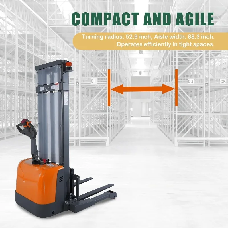 Electric Pallet Stacker | 3300 lb Capacity | 130 Max Lift | Straddle Leg Design - Thumbnail 6
