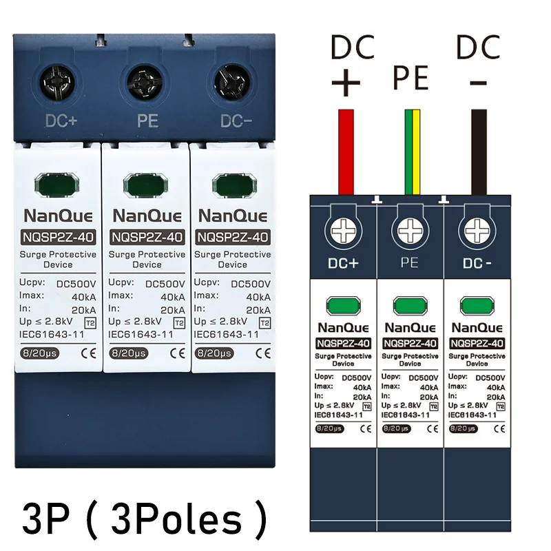 DC Surge Protector | 100-1000V Lightning Arrester | 20-60KA Energy Dissipation - Thumbnail 3