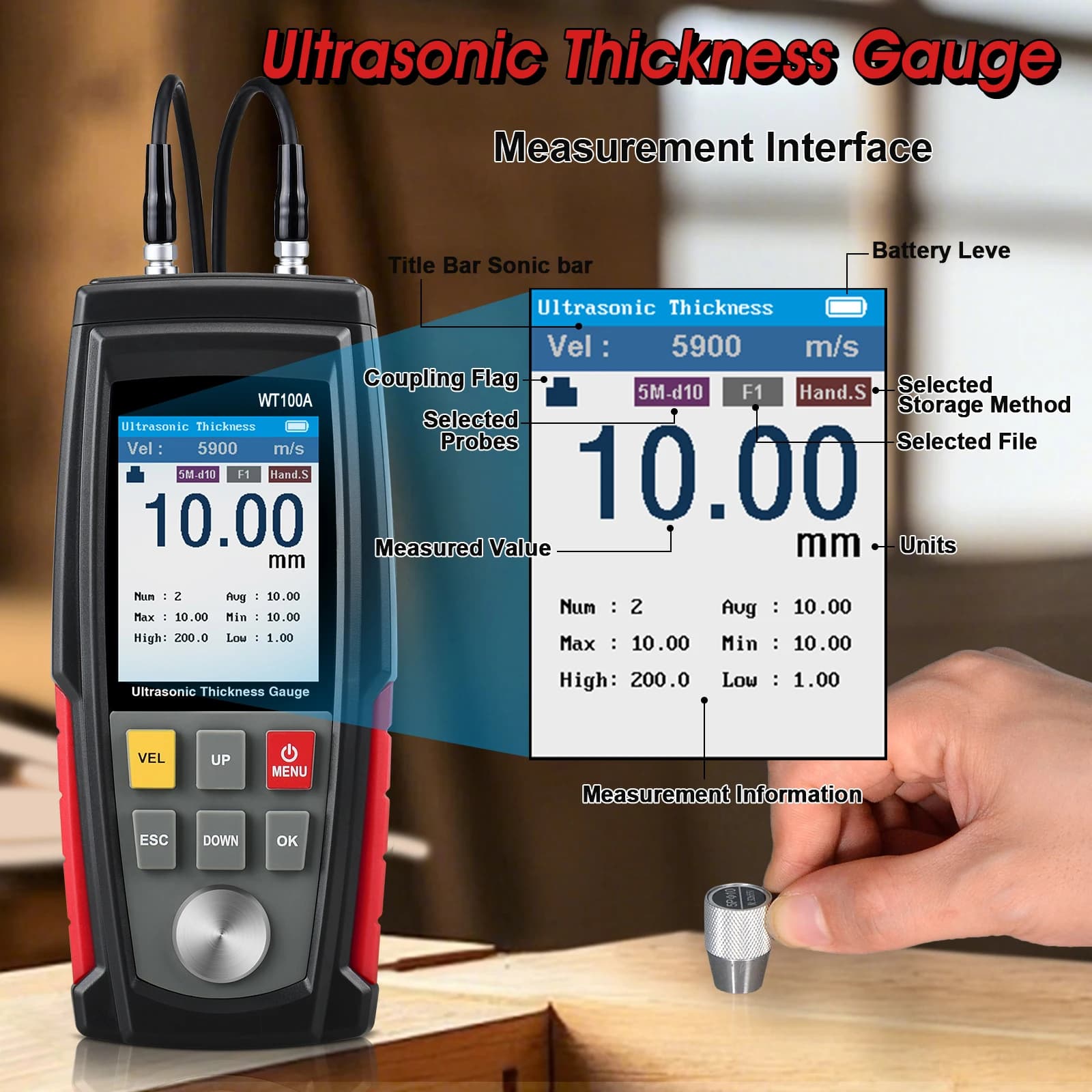 Ultrasonic Thickness Gauge for Non-Destructive Metal & Glass Testing - Thumbnail 3