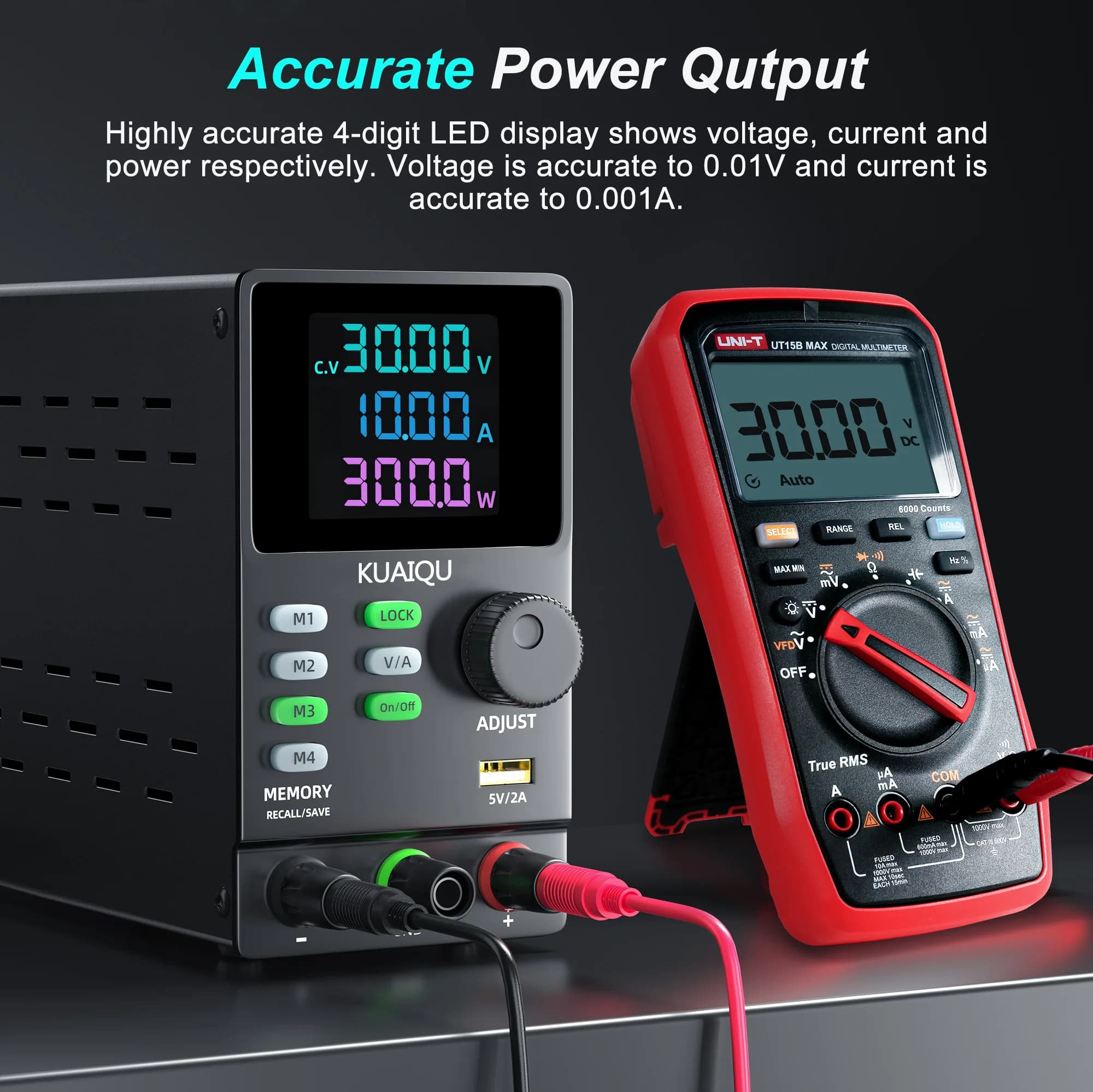 Adjustable DC Power Supply | 30V/5A & 200V/1A Output | Bench Lab Grade with PC Control - Thumbnail 6