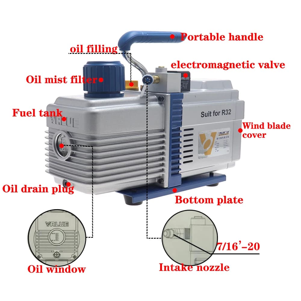 Stage HVAC Vacuum Pump | 12CFM High Performance | For R32 & 1234yf Refrigerant - Thumbnail 2