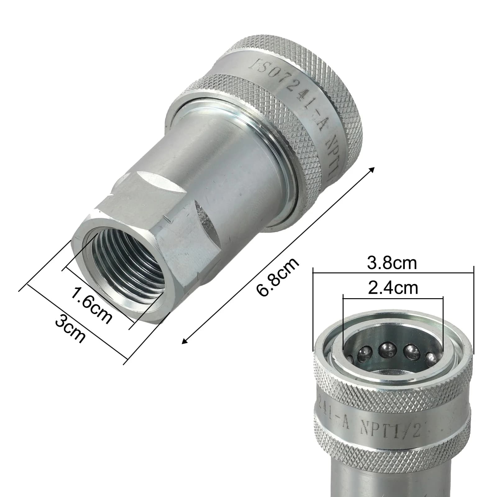 High-Pressure Hydraulic Quick Coupler | 1/2 NPT Thread | ISO A Series Male & Female Connector - Thumbnail 6