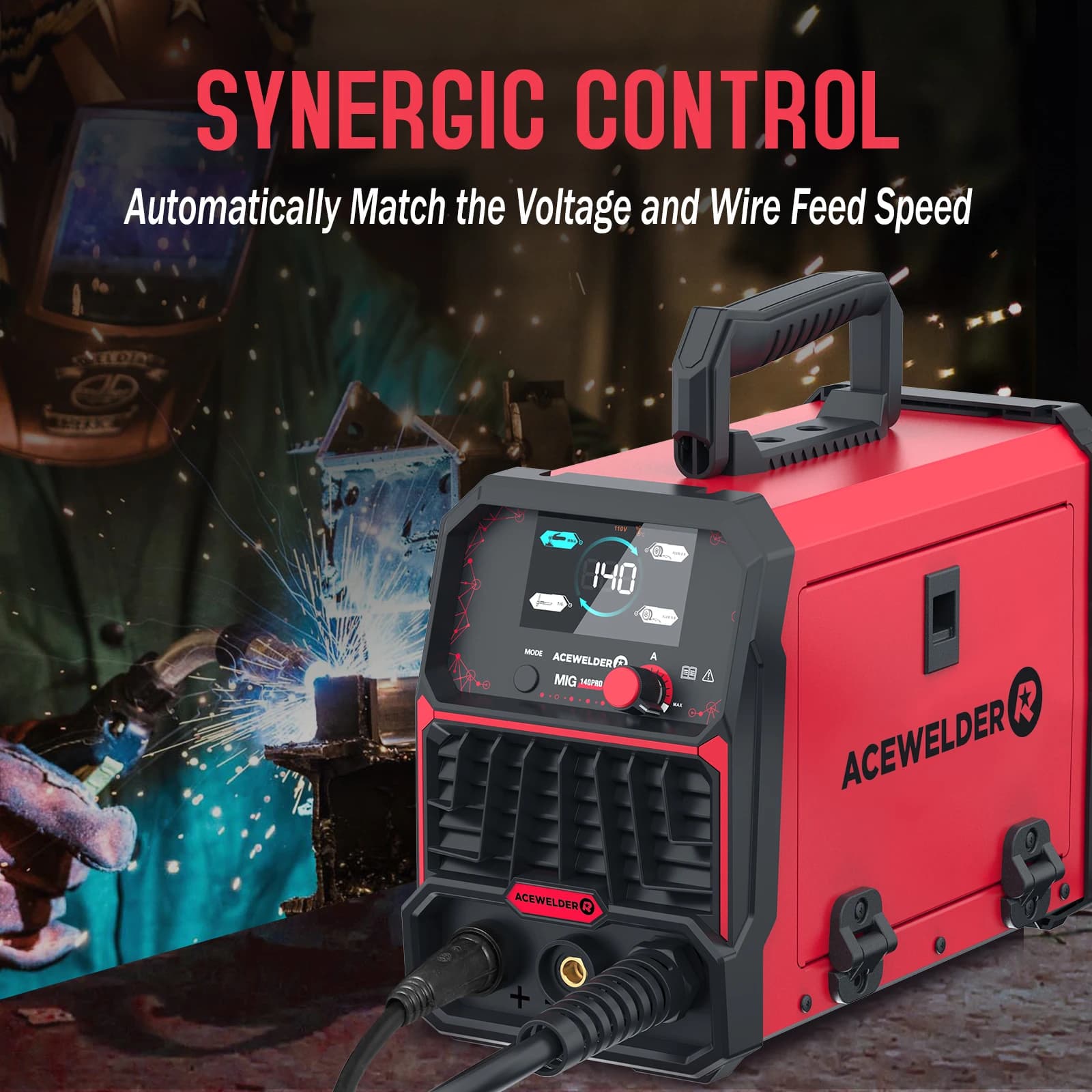 140A MIG Welder | 110V Multi-Process Machine | Lift TIG & Stick ARC | Large Digital Display - Thumbnail 4