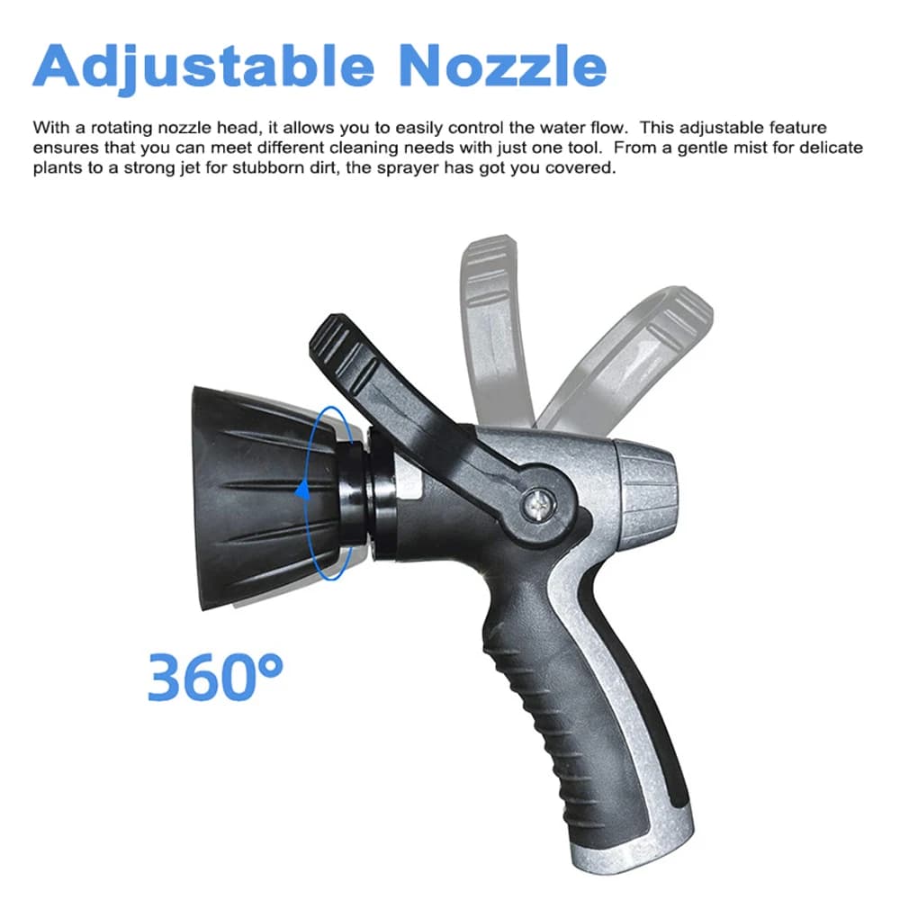 Duty Garden Hose Nozzle | High Pressure Metal Sprayer | 8 Adjustable Modes for Car & Garden - Thumbnail 2