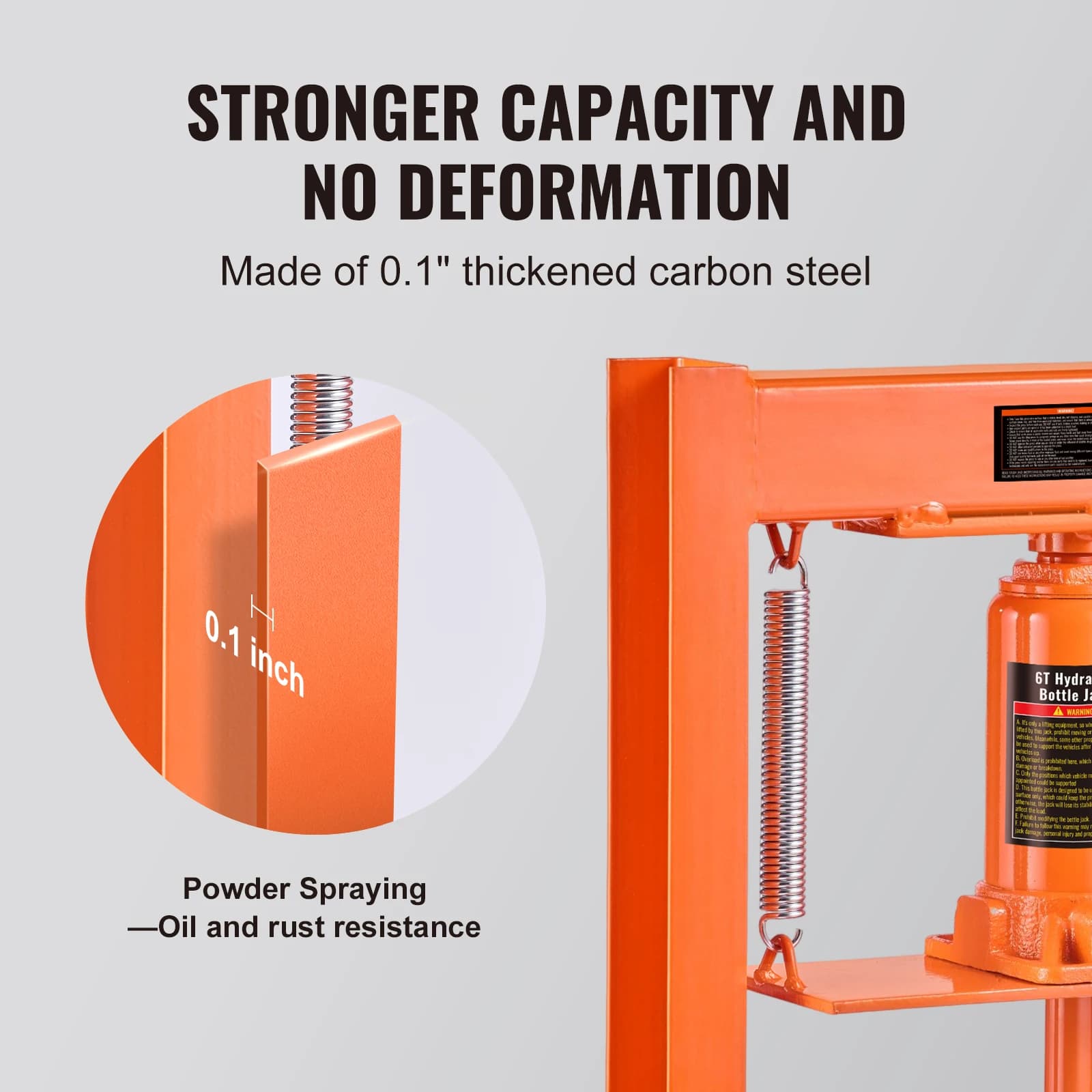 6-Ton H-Frame Hydraulic Shop Press | Heavy-Duty Garage & Workshop Floor Press with Plates - Thumbnail 6