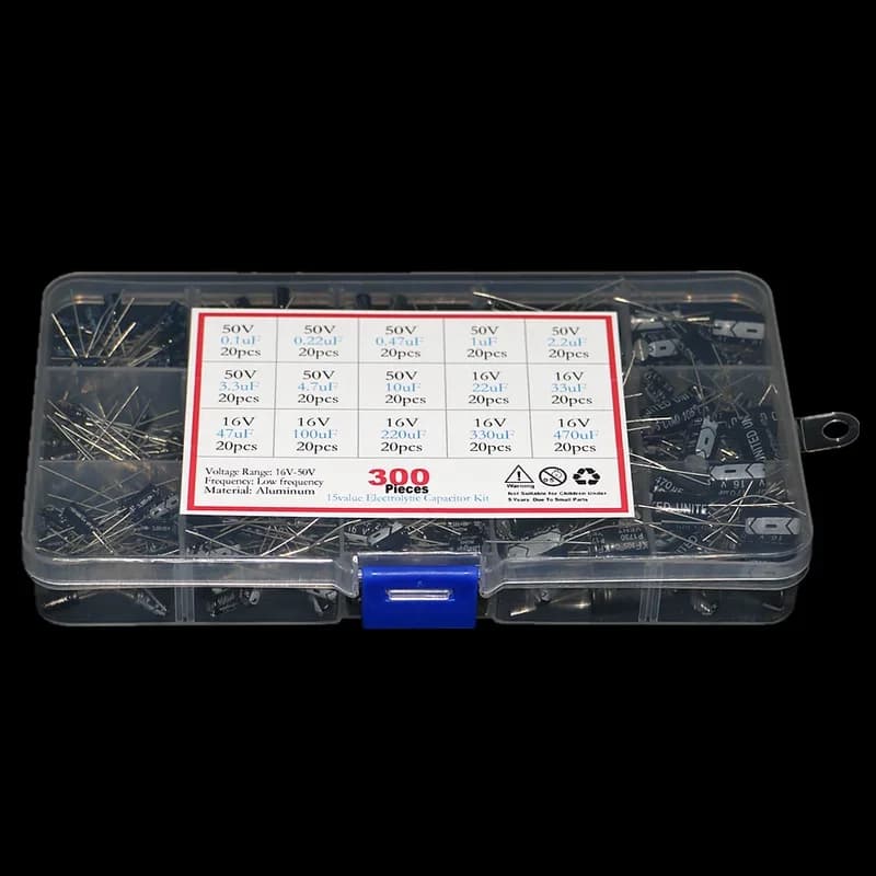 Capacitor Assortment Kit | 300-Piece Set | 16V-50V Range | 0.1uF to 470uF Values - Thumbnail 2