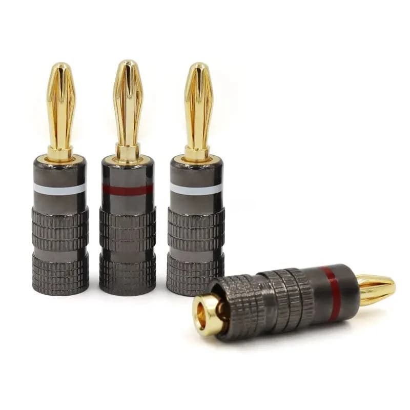 Gold-Plated Banana Plugs for Speakers | 4mm Audio Connectors | 2-50 Pack - Thumbnail 5