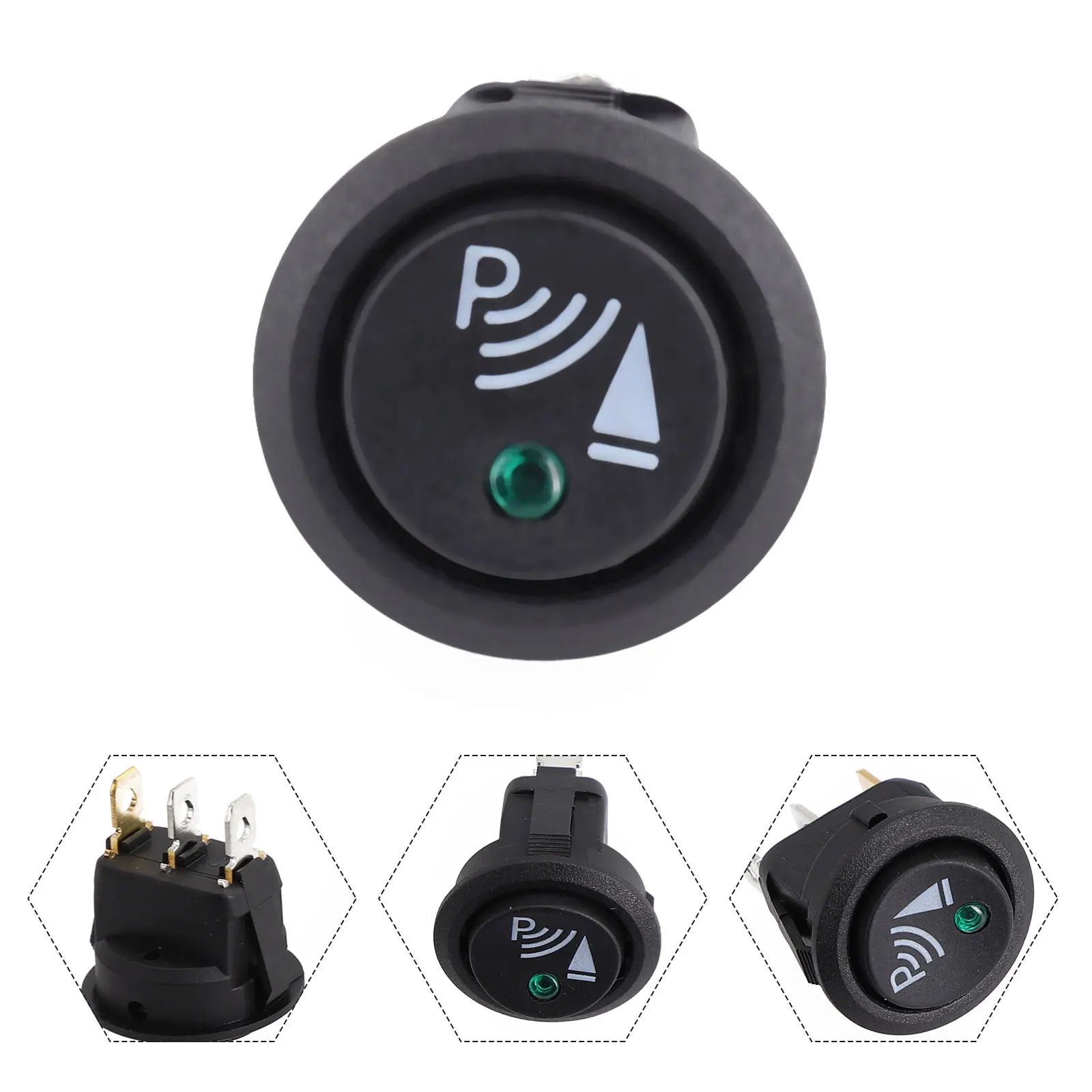 Round Rocker Switch 12V 20A Round Toggle Switch Car 3 Pin Rocker/Parking Off Switch Front Rear Walking Sensor Interior Accessory - Thumbnail 3