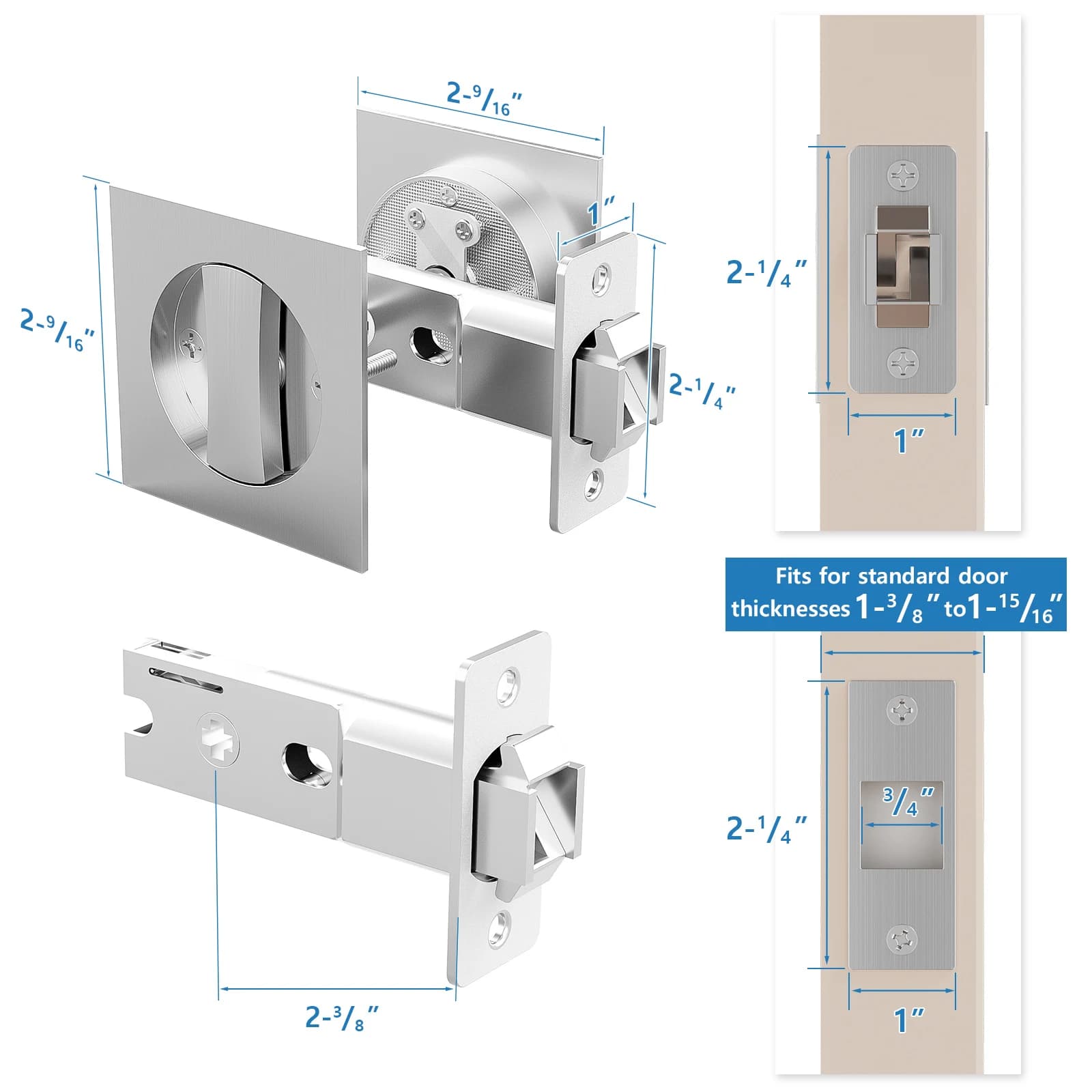 Barn Door Lock | Invisible & Durable Design | 3 Keys & Handle Included - Thumbnail 6