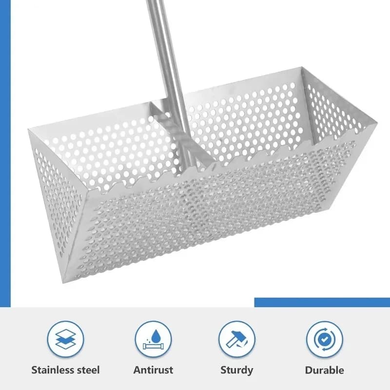 Flea Rake with Shark Tooth Screen | 16-Foot Wide Drain & 51-Inch Handle | Detachable Design - Thumbnail 2