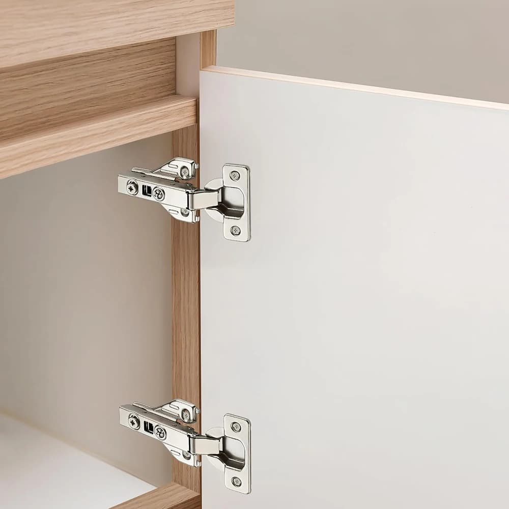 Soft-close concealed European hinges for full overlay face frame and frameless kitchen cabinets. Includes mounting screws for easy installation on cabinet doors.