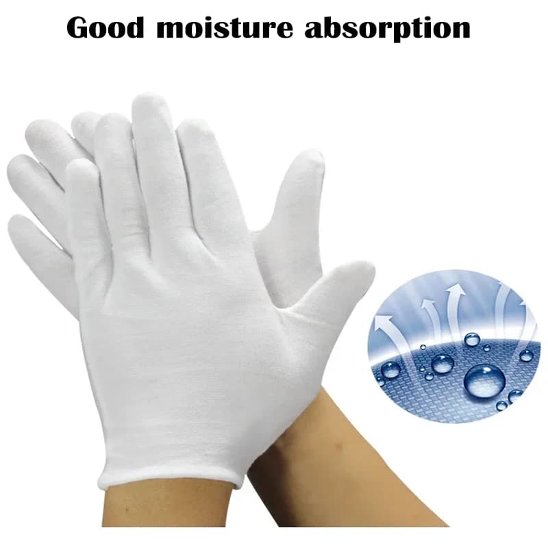 Cotton Work Gloves | Full Finger Protection | For Servers, Jewelry & Precision Tasks - Thumbnail 2