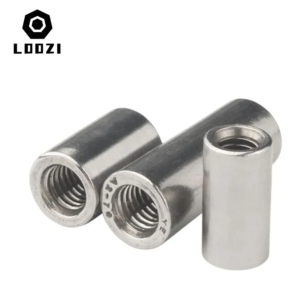 M3-M16 304 Stainless Steel Extension Coupling Nuts | Thickened Round Column Design | Extended Cylindrical Connector - Thumbnail 3