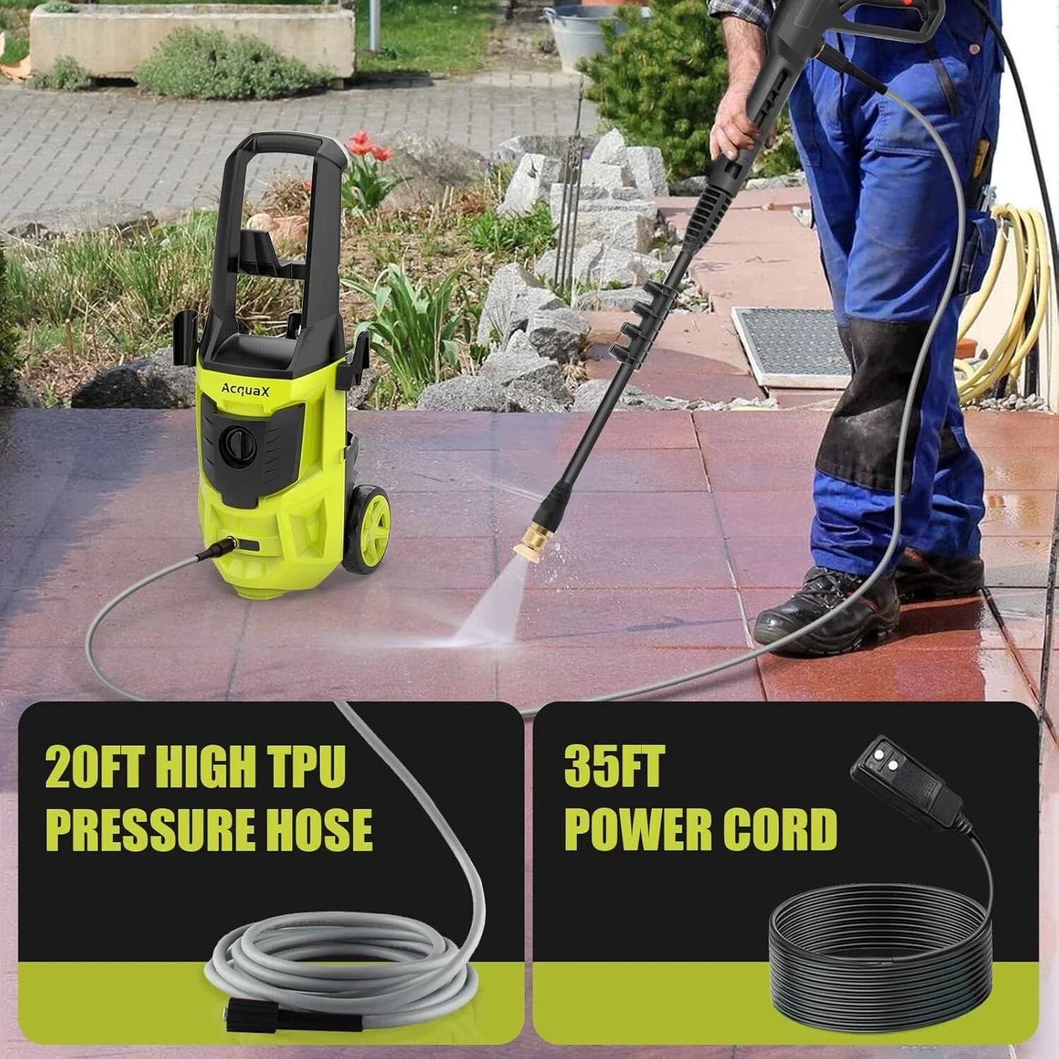 2000W Electric Pressure Washer 4800PSI | 4.0 GPM with GFCI Plug & 20FT Hose | Green Cleaning Machine - Thumbnail 5