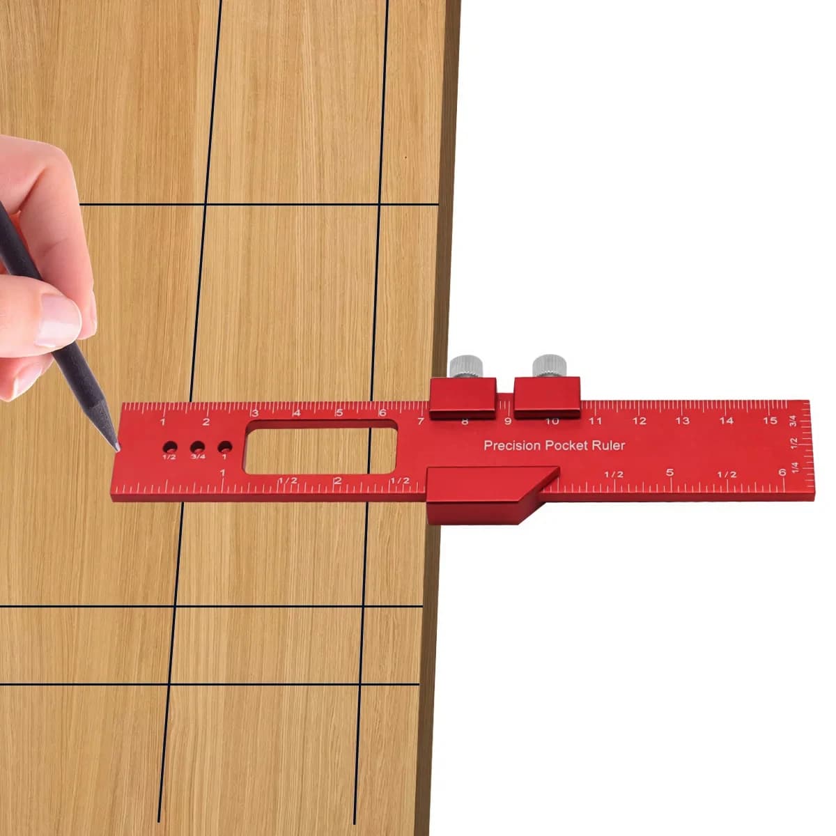 T-Slide Pocket Ruler | Dual Imperial & Metric Marking Tool for Precision Carpentry - Thumbnail 5