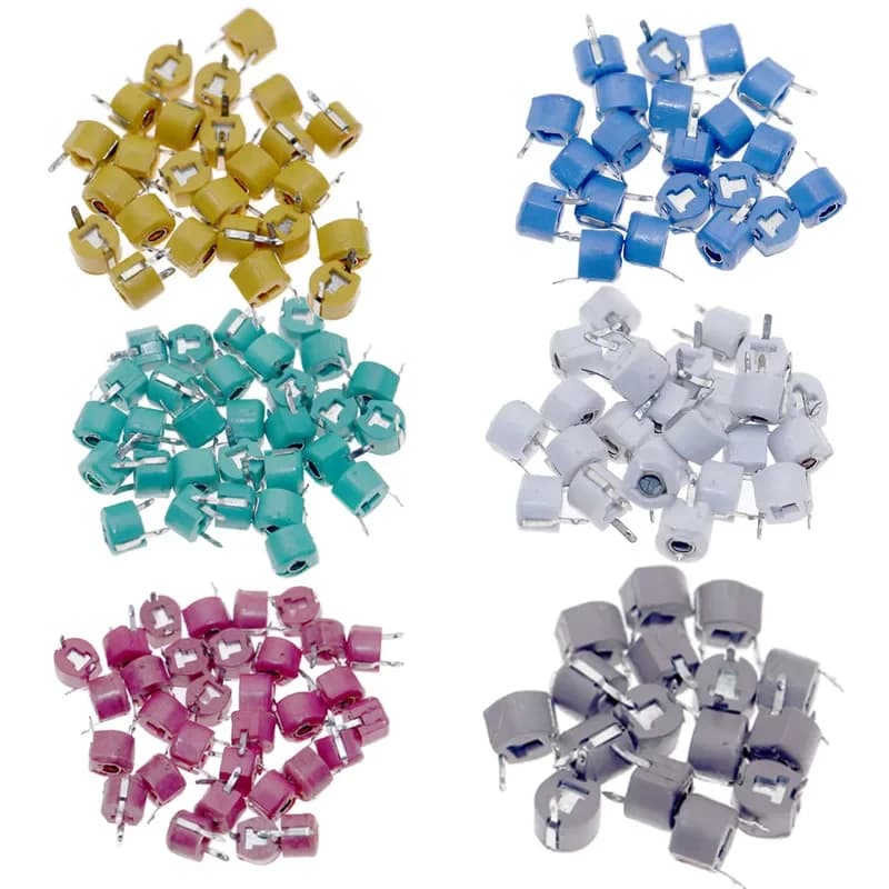 Adjustable Ceramic Capacitor Kit | 6mm DIP Trimmer | 5-120pF Range | 50-Piece Set - Thumbnail 6