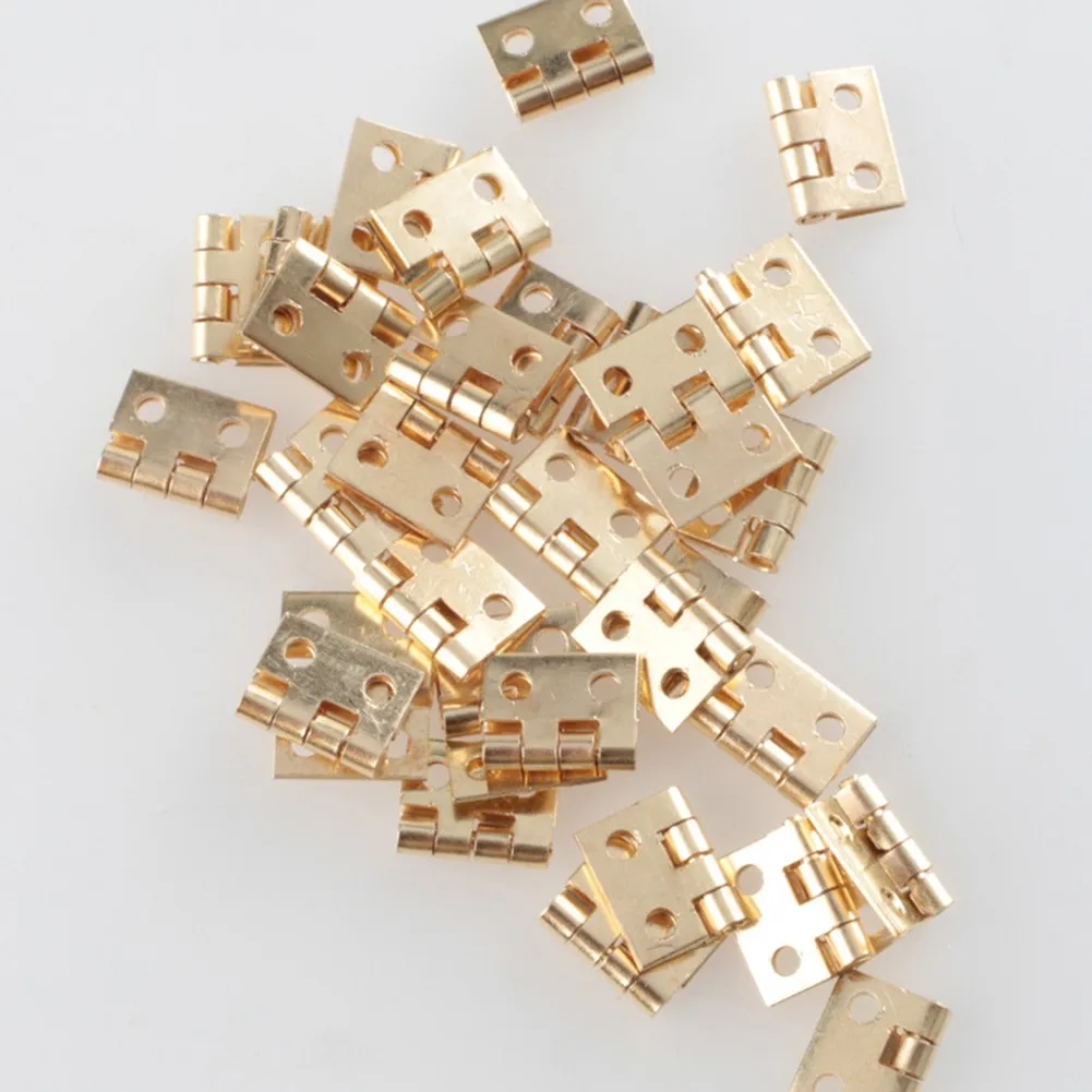 Brass Hinges with Nails | 50PCS Small Craft Hinges | For Jewelry Boxes & Wooden Cabinets - Thumbnail 5
