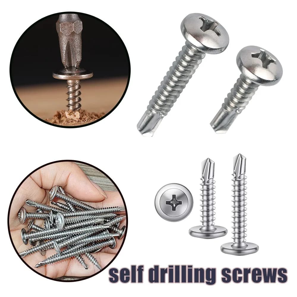 Head Self Drilling Screws | M4.2 M4.8 Tek Screws | Corrosion Resistant Metal & Wood Fasteners Pack - Thumbnail 2