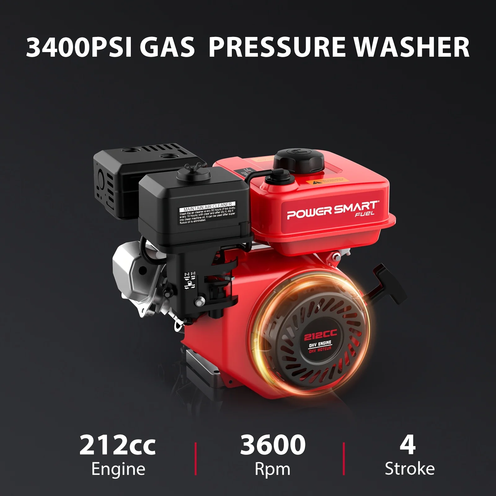Pressure Washer | 3400 PSI, 2.5 GPM with 212CC Engine | Onboard Soap Tank & 5 Nozzles - Thumbnail 5
