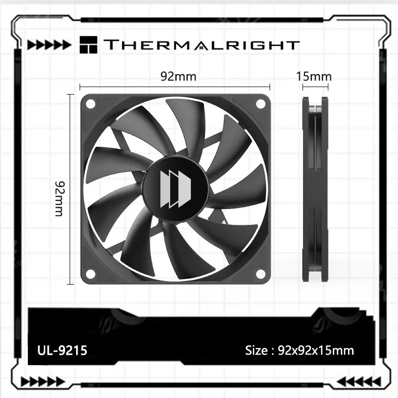 Ultra-Thin 92mm PC Cooling Fan | Hydraulic Bearing for Silent Performance | High Airflow 9-Blade Design - Thumbnail 2