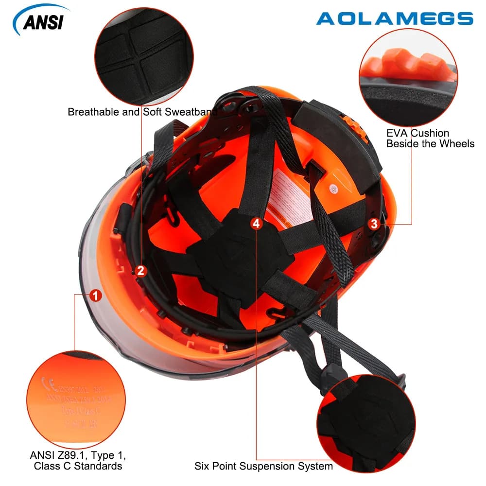Safety Helmet | Includes 50Pcs Stickers, Goggles | ABS Hard Hat for Climbing, Riding & Rescue - Thumbnail 5