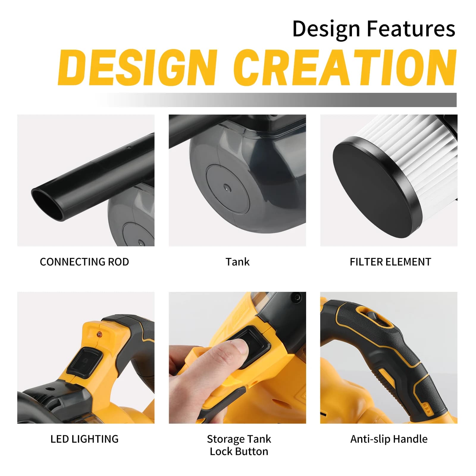 DEWALT 20V Cordless Handheld Vacuum | 0.7L High-Capacity Dust Cup | LED Light for Car & Home Cleaning - Thumbnail 5