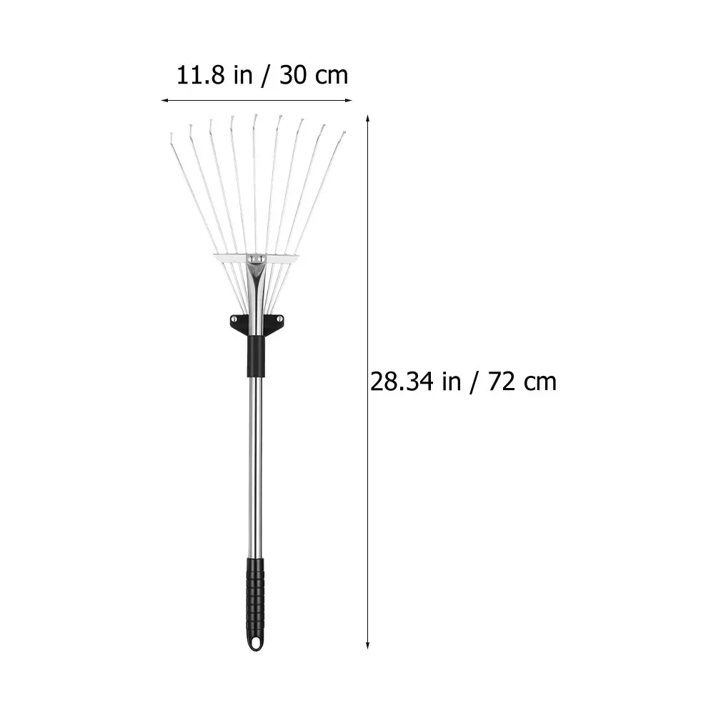Duty Metal Rake | Telescopic Adjustable Anti-Slip Handle | Professional Yard Cleaning Tool - Thumbnail 2