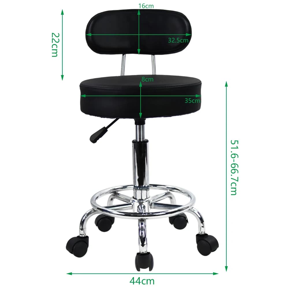 Rolling Stool | PU Leather Drafting Chair with Footrest | Home Office & Computer Task Chair - Thumbnail 2