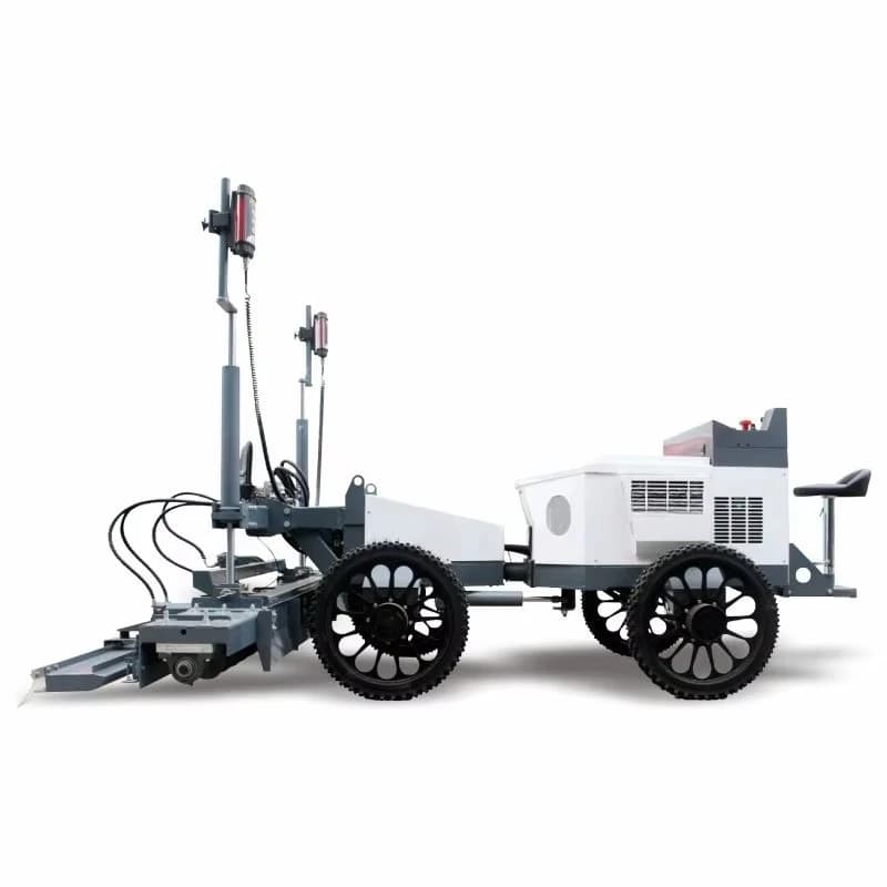 High efficiency four wheel drive automatic hydraulic concrete laser screed machine for self-leveling large industrial floors and roads.