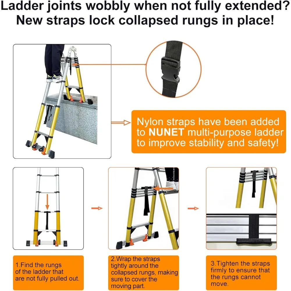 Telescoping Extension Ladder | Type-A Collapsible with Double Balance Bars & Wheels - Thumbnail 4