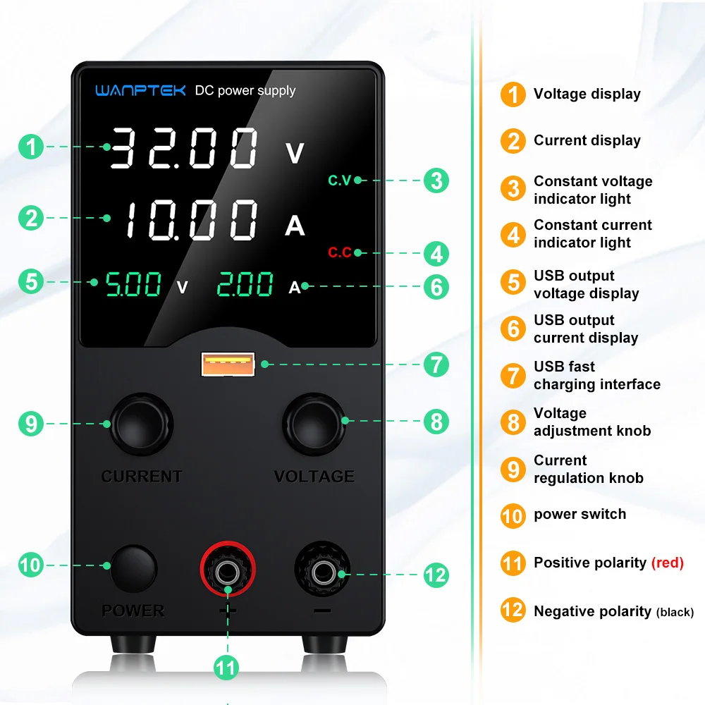 Adjustable DC Power Supply | 32V-160V Lab-Grade Voltage | USB Charging & Digital Display - Thumbnail 4