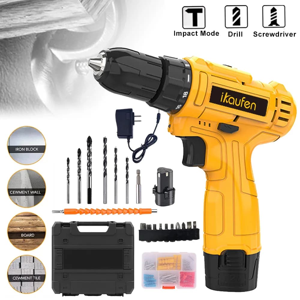12V Cordless Drill & Driver Kit | 2-Speed Power Tool | 25+1 Torque Settings | 24-Piece Accessory Set - Thumbnail 3