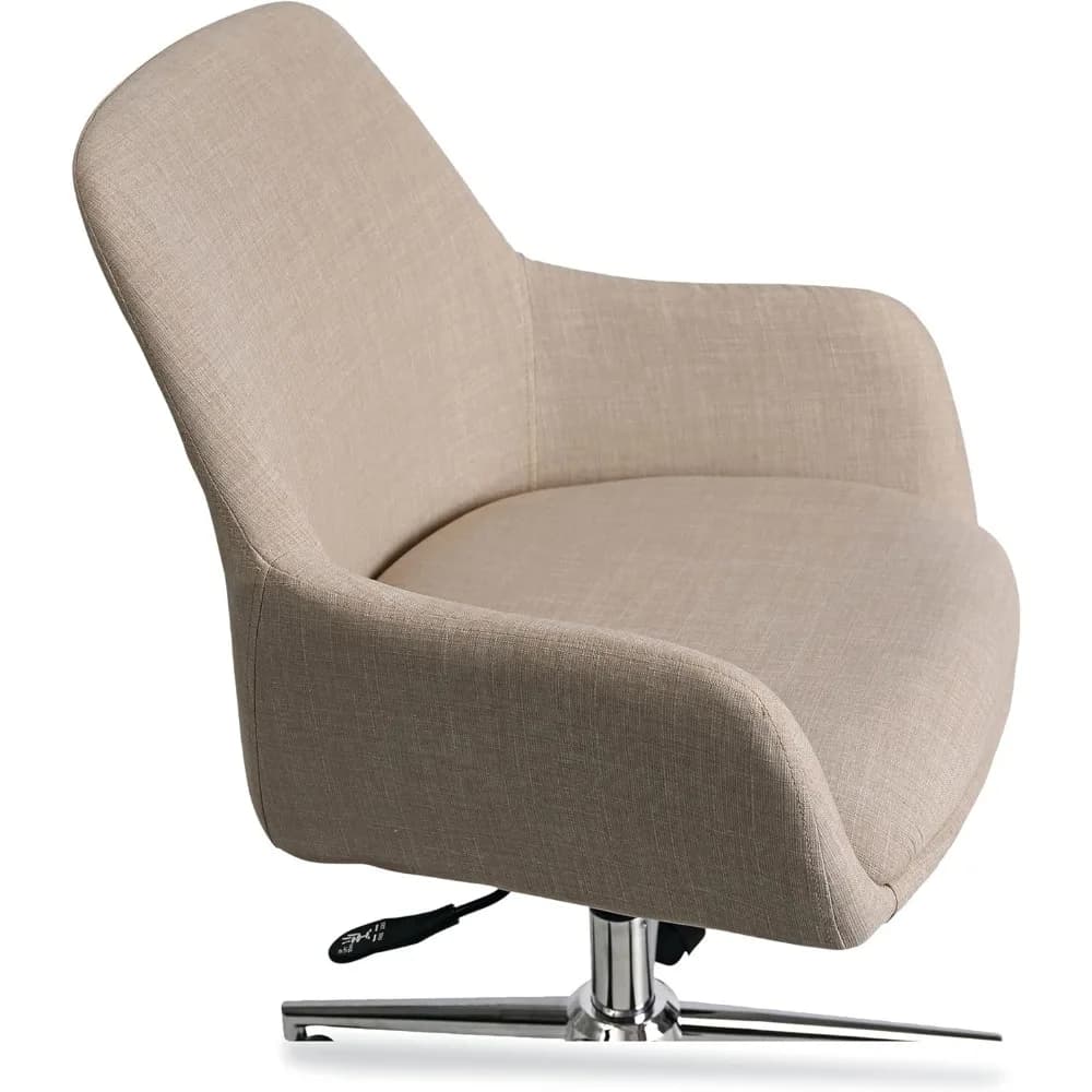 Heavy-Duty Mid-Century Task Chair | Supports 275 Lb | Adjustable Cream Seat & Backchair - Thumbnail 4