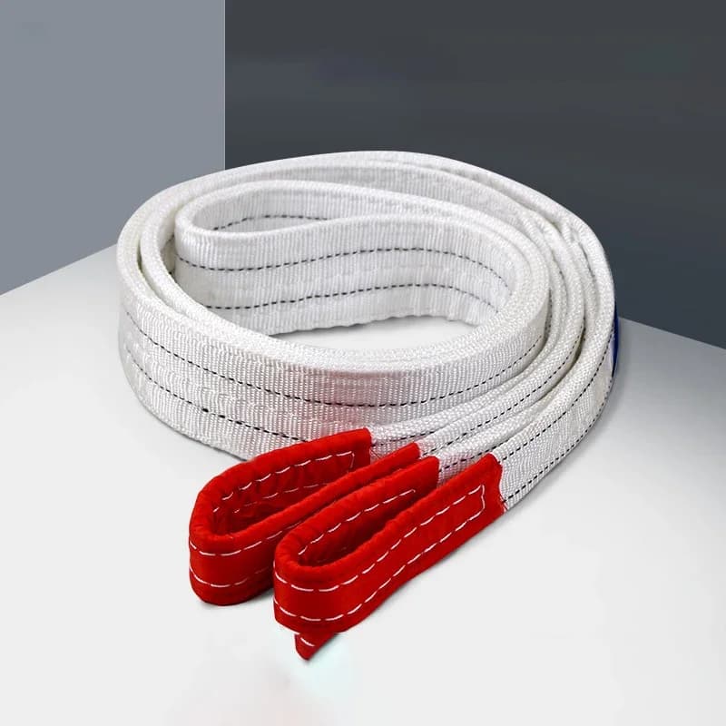 1Tx3M 2Tx1M Industrial Lifting Belt Wear Resistant White Flat Lifting Belt Trailer Lifting Sling Crane Hoisting Cargo Polyester - Thumbnail 2
