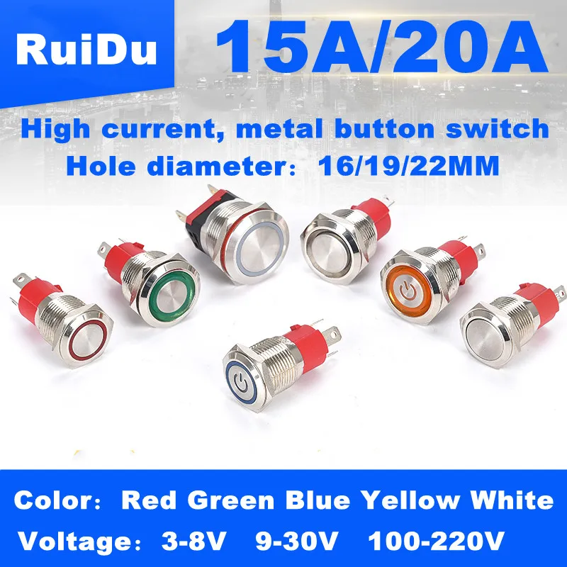Heavy-Duty Waterproof Push Button Switch | 10A-20A High Current | 12V-24V Automotive & Industrial Grade - Thumbnail 2