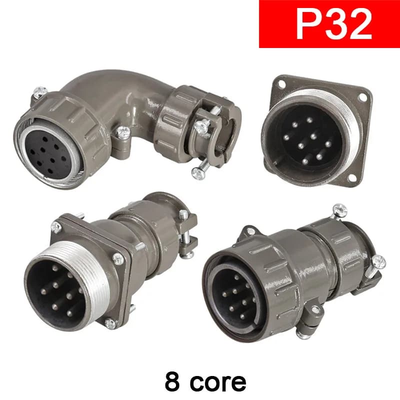 8-Pin Aviation Connector | 32mm Reverse Mount Socket | 8-Core Industrial-Grade Plug - Thumbnail 2