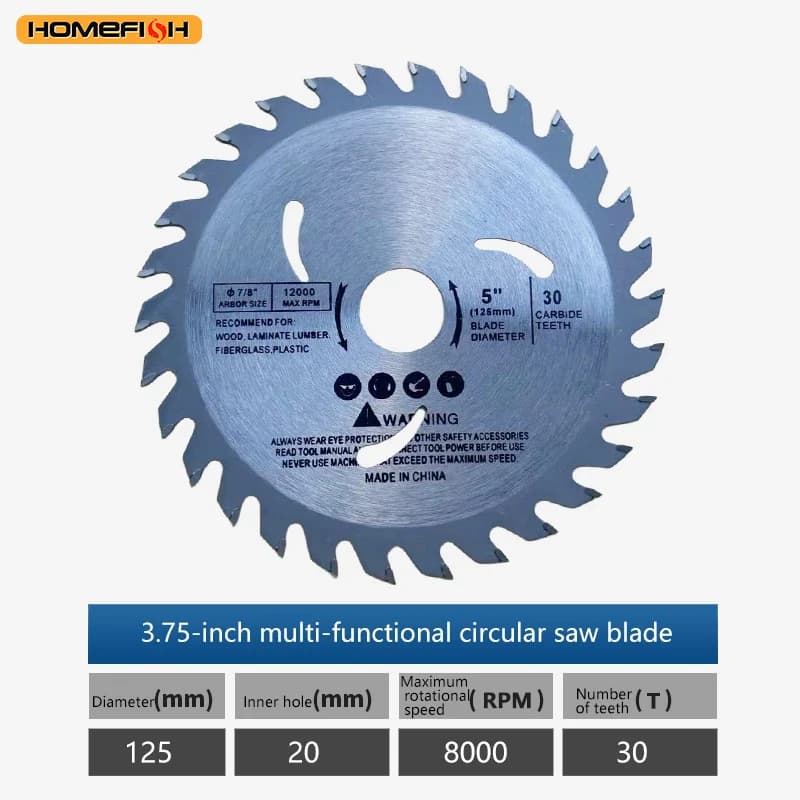 5-Inch Circular Saw Blade | 30-Tooth Carbide for Precision Wood Cutting | 20mm Arbor - Thumbnail 2