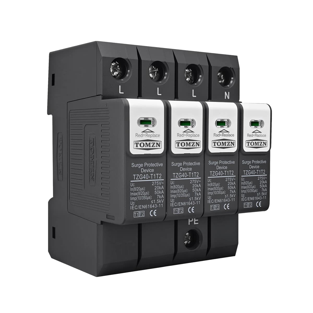 DIN Rail Surge Protector | 4P 20-50kA AC SPD | Type 1 & 2 Combined Protection - Thumbnail 6