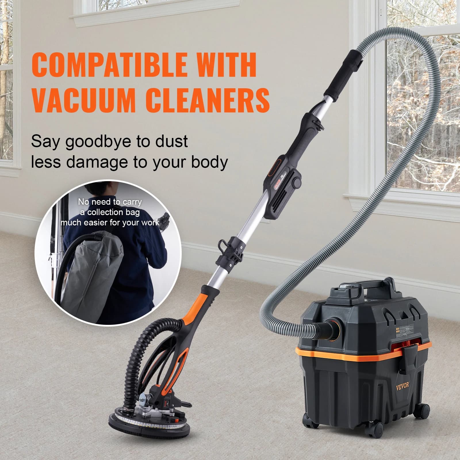 800W Brushless Drywall Sander | 1000-2300RPM Variable Speed | Wall Polishing Grinder - Thumbnail 6